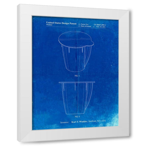 PP906-Faded Blueprint Keurig Cup Poster White Modern Wood Framed Art Print by Borders, Cole