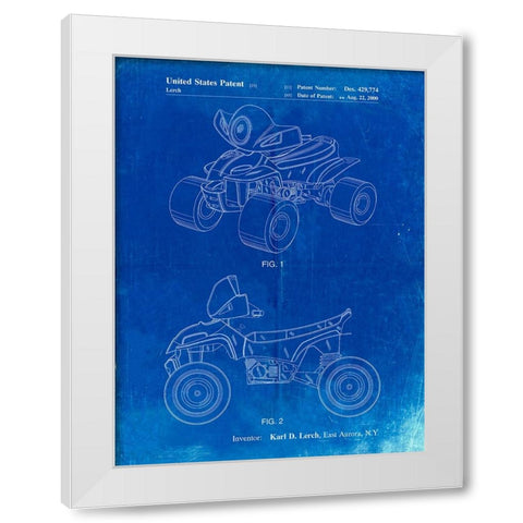 PP908-Faded Blueprint Kids 4-Wheeler Poster White Modern Wood Framed Art Print by Borders, Cole