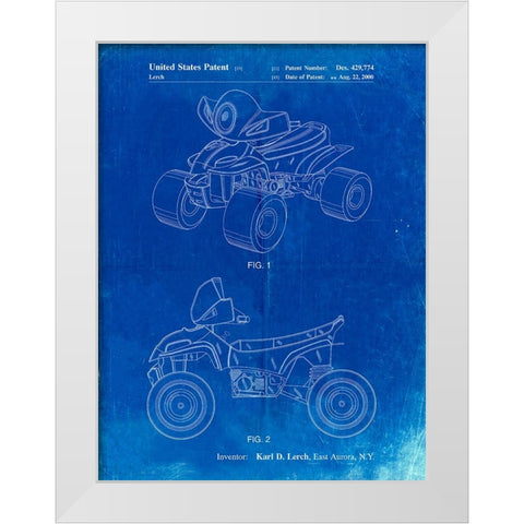 PP908-Faded Blueprint Kids 4-Wheeler Poster White Modern Wood Framed Art Print by Borders, Cole