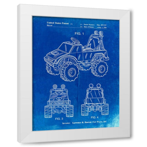 PP911-Faded Blueprint Kids Truck Poster White Modern Wood Framed Art Print by Borders, Cole