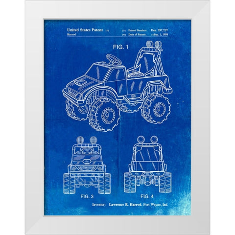 PP911-Faded Blueprint Kids Truck Poster White Modern Wood Framed Art Print by Borders, Cole