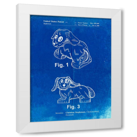 PP924-Faded Blueprint Lego Dog Poster White Modern Wood Framed Art Print by Borders, Cole