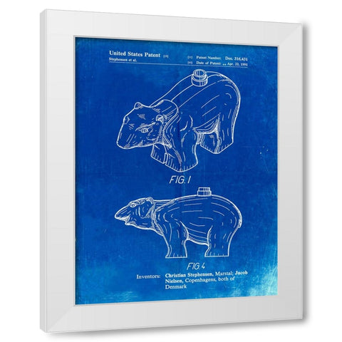 PP933-Faded Blueprint Lego Polar Bear Poster White Modern Wood Framed Art Print by Borders, Cole