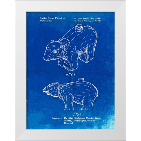 PP933-Faded Blueprint Lego Polar Bear Poster White Modern Wood Framed Art Print by Borders, Cole