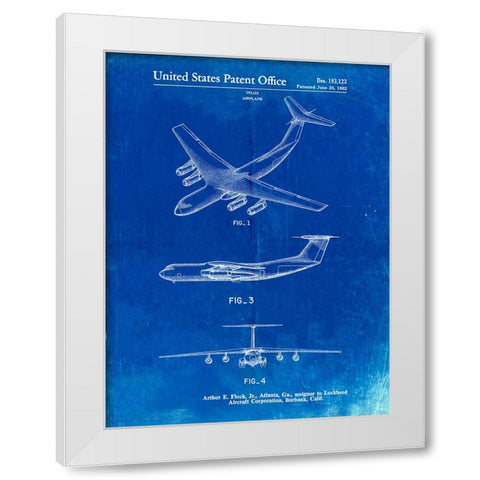 PP944-Faded Blueprint Lockheed C-130 Hercules Airplane Patent Poster White Modern Wood Framed Art Print by Borders, Cole