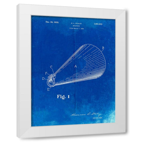 PP954-Faded Blueprint Megaphone Poster White Modern Wood Framed Art Print by Borders, Cole