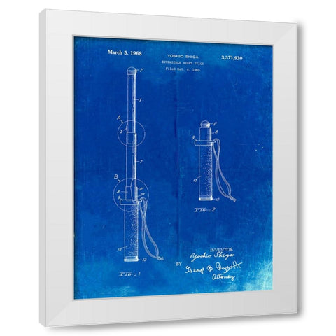 PP970-Faded Blueprint Night Stick Patent Poster White Modern Wood Framed Art Print by Borders, Cole
