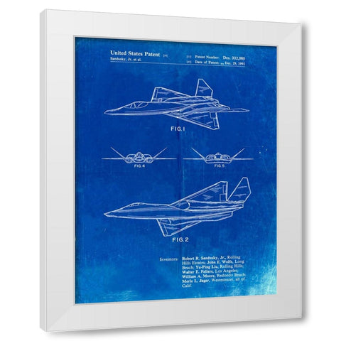 PP972-Faded Blueprint Northrop F-23 Fighter Stealth Plane Patent  White Modern Wood Framed Art Print by Borders, Cole