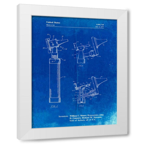 PP978-Faded Blueprint Otoscope Patent Print White Modern Wood Framed Art Print by Borders, Cole