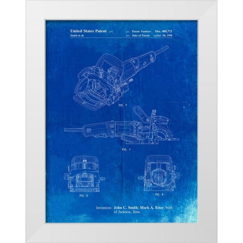PP989-Faded Blueprint Plate Joiner Patent Poster White Modern Wood Framed Art Print by Borders, Cole
