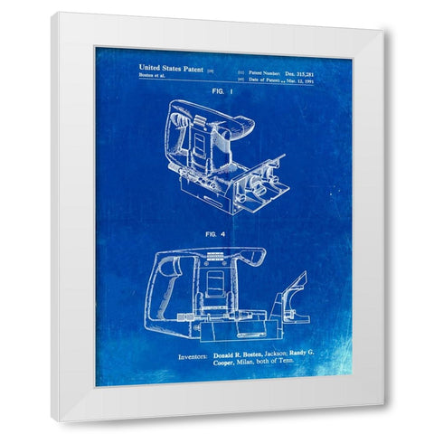 PP990-Faded Blueprint Plate Joiner Poster White Modern Wood Framed Art Print by Borders, Cole
