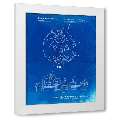 PP1003-Faded Blueprint Pumpkin Patent Poster White Modern Wood Framed Art Print by Borders, Cole