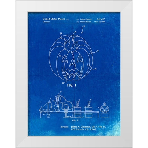 PP1003-Faded Blueprint Pumpkin Patent Poster White Modern Wood Framed Art Print by Borders, Cole