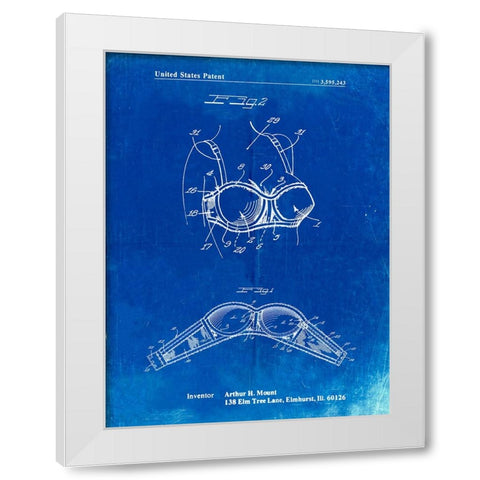 PP1004-Faded Blueprint Push-up Bra Patent Poster White Modern Wood Framed Art Print by Borders, Cole