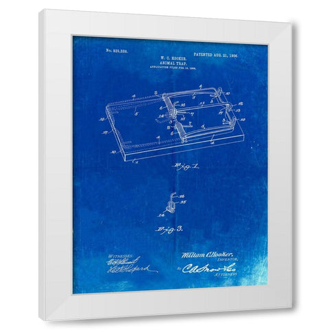PP1007-Faded Blueprint Rat Trap Patent Print White Modern Wood Framed Art Print by Borders, Cole