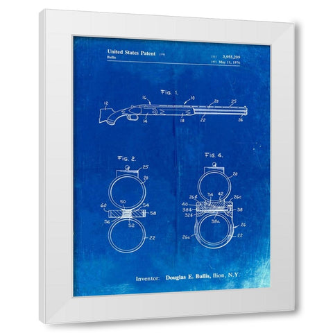 PP1012-Faded Blueprint Remington Shotgun Patent Print White Modern Wood Framed Art Print by Borders, Cole