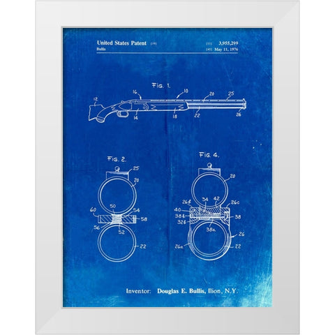 PP1012-Faded Blueprint Remington Shotgun Patent Print White Modern Wood Framed Art Print by Borders, Cole