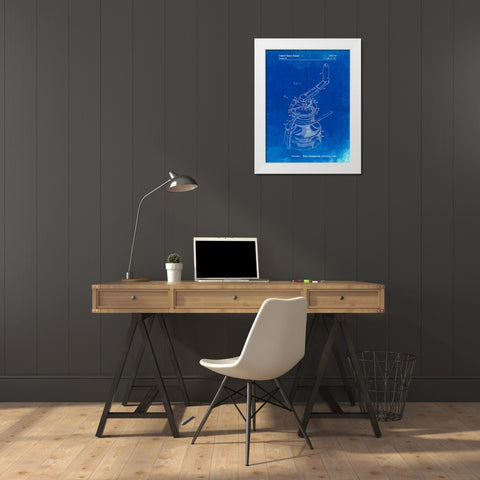 PP1027-Faded Blueprint Sailboat Winch Patent Poster White Modern Wood Framed Art Print by Borders, Cole
