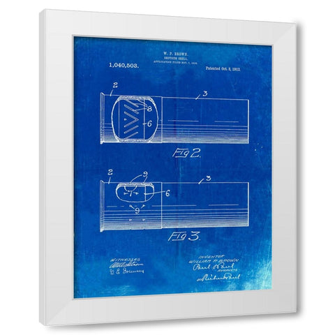 PP1033-Faded Blueprint Shotgun Shell Patent Print White Modern Wood Framed Art Print by Borders, Cole