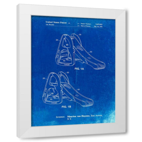 PP1039-Faded Blueprint Slide Poster White Modern Wood Framed Art Print by Borders, Cole