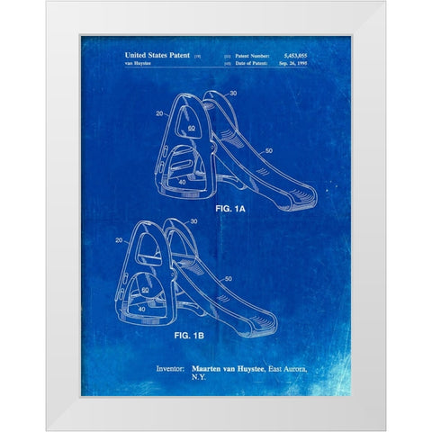 PP1039-Faded Blueprint Slide Poster White Modern Wood Framed Art Print by Borders, Cole