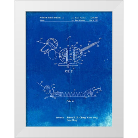 PP1041-Faded Blueprint Slide Rule Patent Poster White Modern Wood Framed Art Print by Borders, Cole