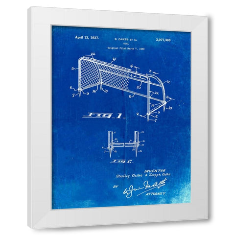 PP1048-Faded Blueprint Soccer Goal Patent Art White Modern Wood Framed Art Print by Borders, Cole