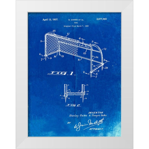 PP1048-Faded Blueprint Soccer Goal Patent Art White Modern Wood Framed Art Print by Borders, Cole