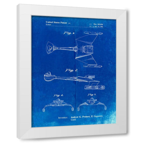 PP1053-Faded Blueprint Star Trek Klingon Empire Starship Poster White Modern Wood Framed Art Print by Borders, Cole