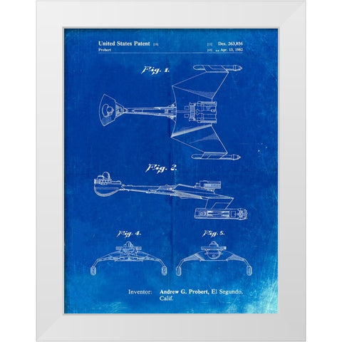 PP1053-Faded Blueprint Star Trek Klingon Empire Starship Poster White Modern Wood Framed Art Print by Borders, Cole