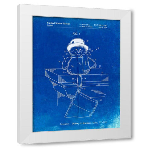 PP1067-Faded Blueprint Stocking Holder Poster White Modern Wood Framed Art Print by Borders, Cole