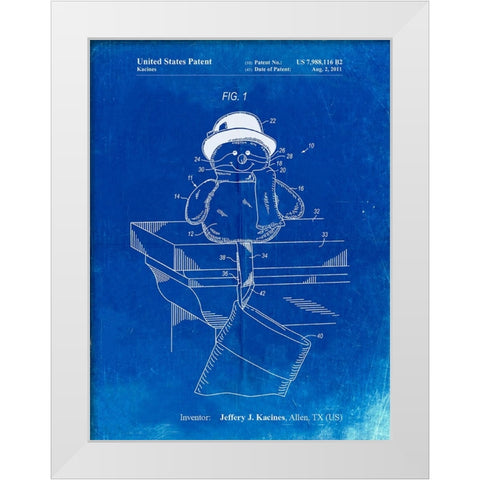 PP1067-Faded Blueprint Stocking Holder Poster White Modern Wood Framed Art Print by Borders, Cole