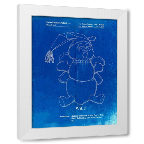 PP1070-Faded Blueprint Stuffed Animal Poster White Modern Wood Framed Art Print by Borders, Cole