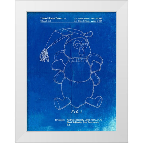 PP1070-Faded Blueprint Stuffed Animal Poster White Modern Wood Framed Art Print by Borders, Cole