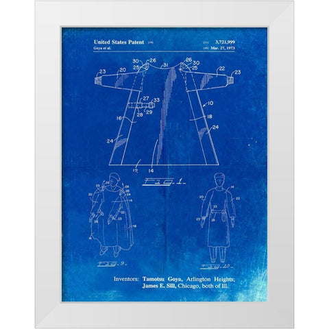 PP1074-Faded Blueprint Surgical Gown Patent Print White Modern Wood Framed Art Print by Borders, Cole