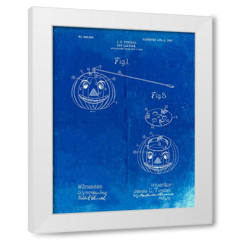 PP1106-Faded Blueprint Toy Lantern Poste Patent White Modern Wood Framed Art Print by Borders, Cole