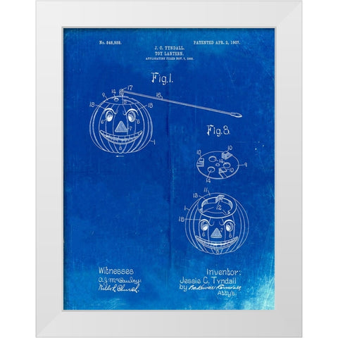 PP1106-Faded Blueprint Toy Lantern Poste Patent White Modern Wood Framed Art Print by Borders, Cole
