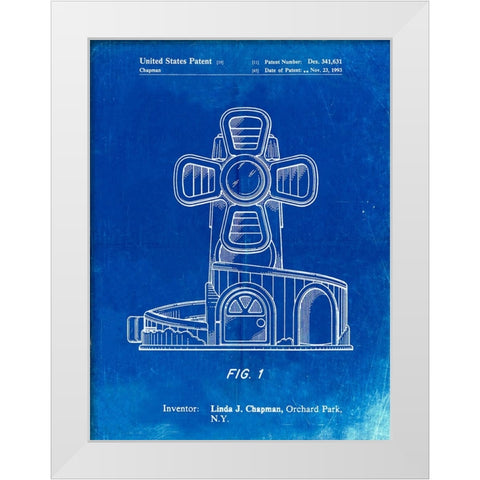 PP1108-Faded Blueprint Toy Windmill Poster White Modern Wood Framed Art Print by Borders, Cole