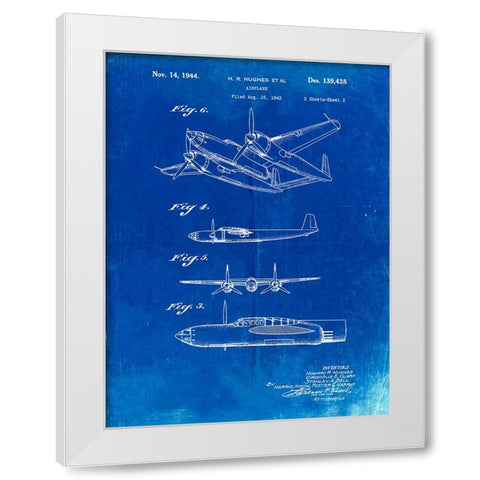 PP69-Faded Blueprint Lockheed XP-58 Chain Lightning Poster White Modern Wood Framed Art Print by Borders, Cole