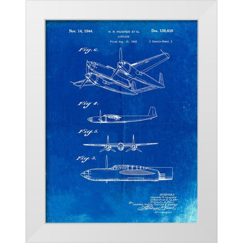 PP69-Faded Blueprint Lockheed XP-58 Chain Lightning Poster White Modern Wood Framed Art Print by Borders, Cole