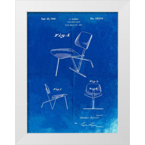 PP159- Faded Blueprint Eames Tilt Back Chair Patent Poster White Modern Wood Framed Art Print by Borders, Cole