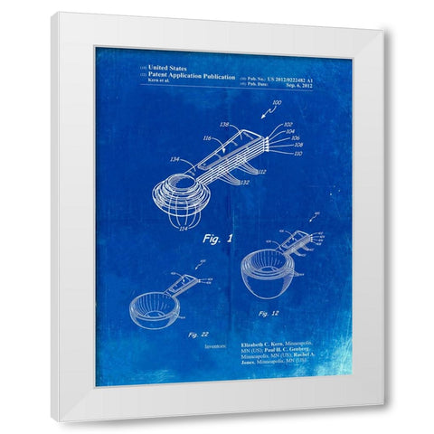 PP484-Faded Blueprint Stacking Measuring Cups Patent Poster White Modern Wood Framed Art Print by Borders, Cole