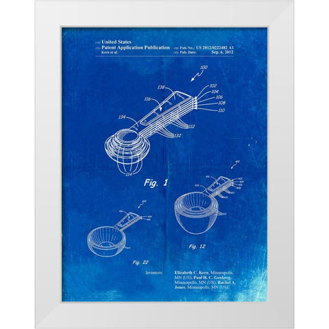 PP484-Faded Blueprint Stacking Measuring Cups Patent Poster White Modern Wood Framed Art Print by Borders, Cole