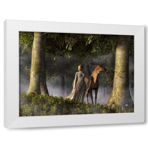 Elf And Buck White Modern Wood Framed Art Print by Eskridge, Daniel
