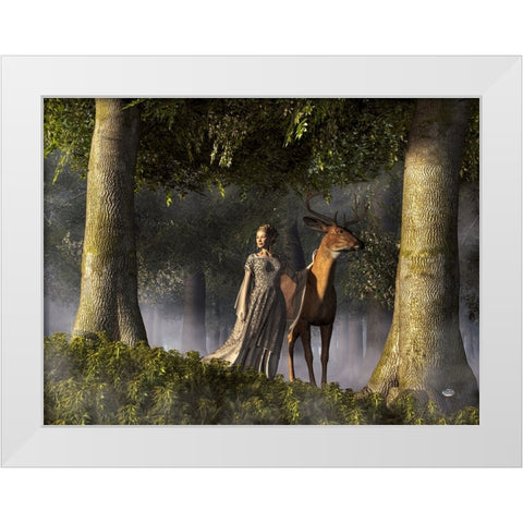Elf And Buck White Modern Wood Framed Art Print by Eskridge, Daniel