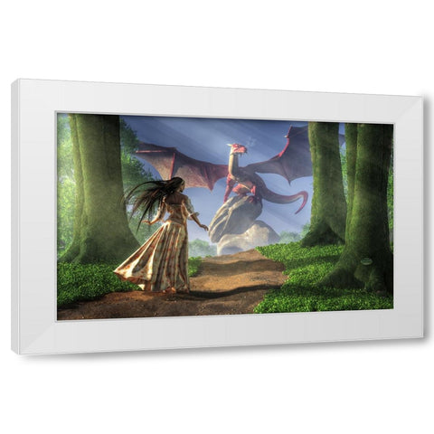 Facing The Red Dragon White Modern Wood Framed Art Print by Eskridge, Daniel