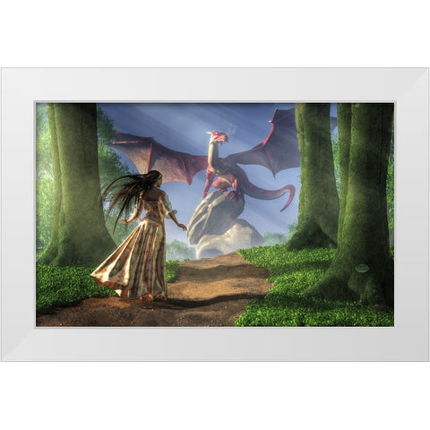 Facing The Red Dragon White Modern Wood Framed Art Print by Eskridge, Daniel