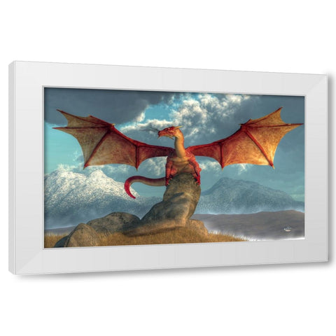 Fire Dragon White Modern Wood Framed Art Print by Eskridge, Daniel
