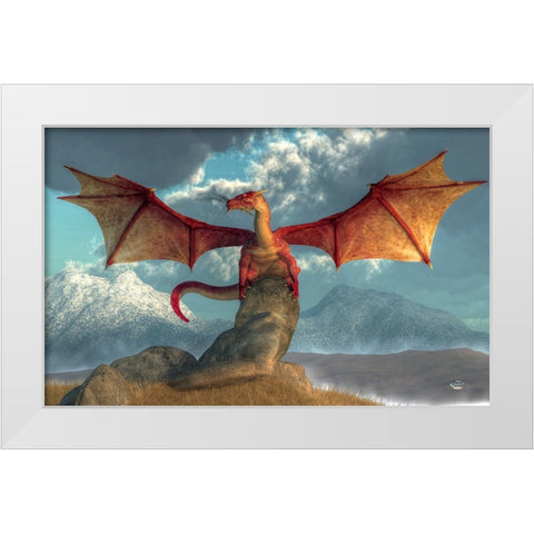 Fire Dragon White Modern Wood Framed Art Print by Eskridge, Daniel