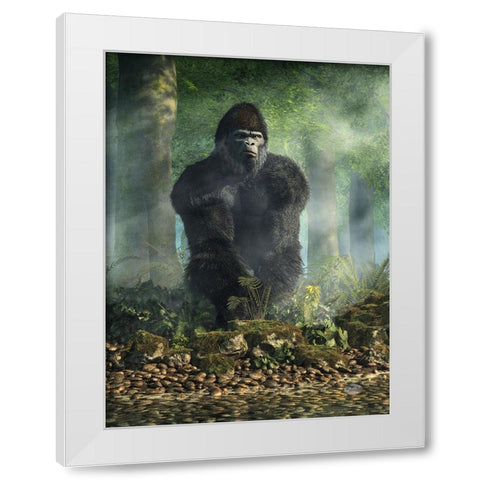 Gorilla White Modern Wood Framed Art Print by Eskridge, Daniel